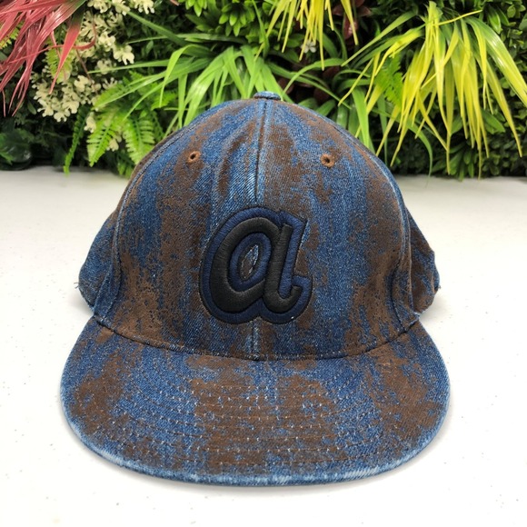 Other - Vintage Atlanta Braves Hat Cap Fitted Mens 7 5/8 Blue Brown MLB Baseball 90s